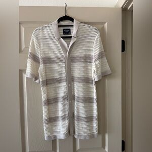 Abercrombie & Fitch crochet striped button through sweater polo